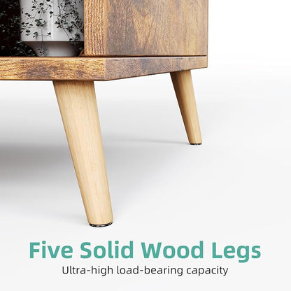 7-Cube Storage Organizer with Natural Wood Legs, Mid-Century Modern Bookcase - Image 8