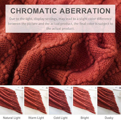 BOURINA Rust Throw Blanket 50 x90 Inches Textured Solid Soft Sofa Throw Bed - Image 7