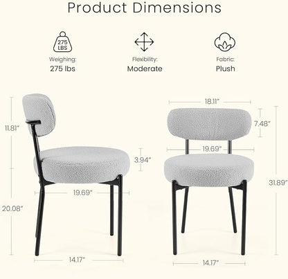 DUMOS Dining Chairs Set of 4, Mid Century Modern Chair Round Upholstered Curved - Image 2