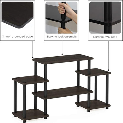 Furinno Turn-N-Tube No Tools Entertainment TV Stands, Dark Brown/Black - Image 5