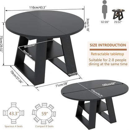 43.3in-59in Extendable Round Dining Table - Image 2