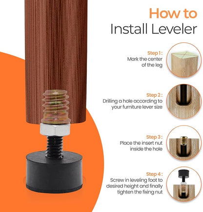 5/16 Rubber Adjustable Furniture Leveler，8 Pack Leveling Feet Screws in Threaded - Image 6