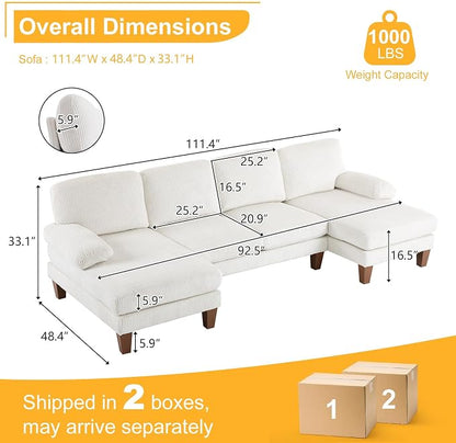 Karl home U-Shape Sectional Sofa Couch 111" Modern 4-Seat Sofa - Image 2