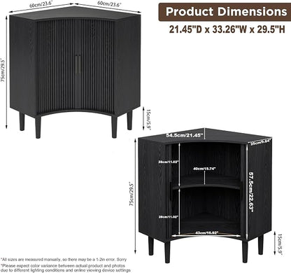 Lxsxlome Fluted Corner Cabinet, Small Corner Floor Cabinet - Image 2