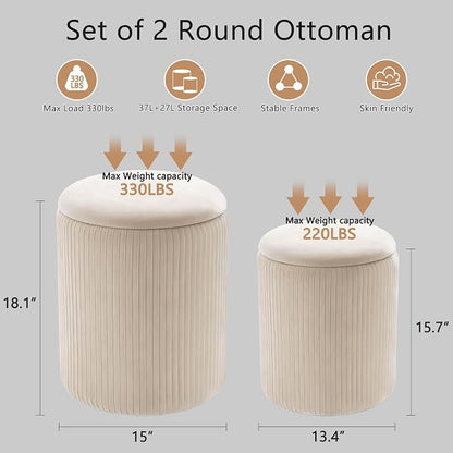 CAROLMADE Set of 2 Round Ottoman - Image 2