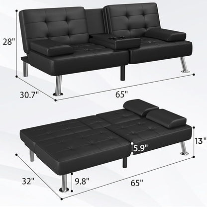 Flamaker Futon Sofa Bed Modern Folding Futon Set Convertible Recliner Lounge - Image 3