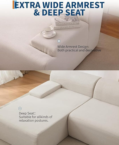 PeakPursuit Oversized 108" Corduroy Cloud Sectional, Left-Facing Chaise - Image 6