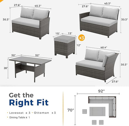 Wisteria Lane 7 Piece Patio Furniture Set, High Curved Back Wicker Outdoor - Image 2