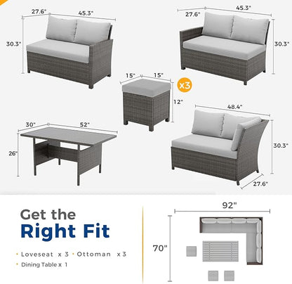 Wisteria Lane 7 Piece Patio Furniture Set, High Curved Back Wicker Outdoor - Image 2