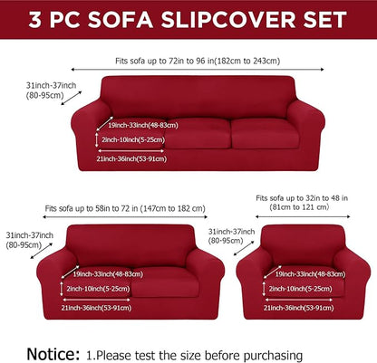 HunnmingRe Sofa Covers for 3 Cushion Couch Stretch Sofa and Loveseat Covers Set - Image 2