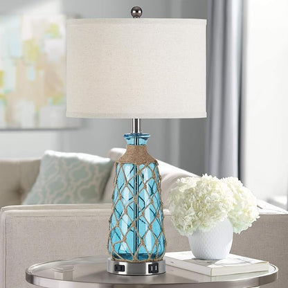 Ruzectt 25.5" Coastal Glass Table Lamps Set of 2, 3-Way Dimmable Touch Control - Image 6