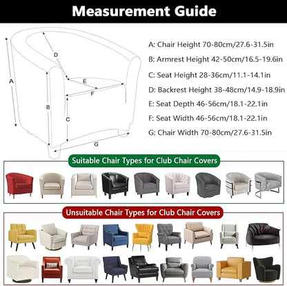 SearchI Club Chair Slipcover Stretch Barrel Chair Covers Solid Color Tub Chair - Image 4