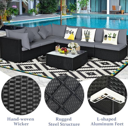 Tangkula 7-Piece Patio Furniture Set, Outdoor Sectional Sofa - Image 7