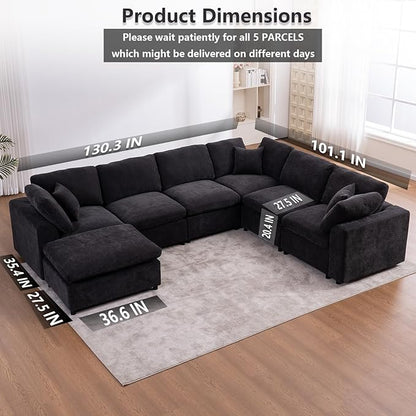 Oversized Modular Sectional Sofa Couch, Large 7 Seater Corner Sofa Modern U - Image 2