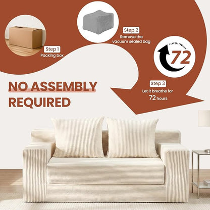 Convertible 5 in 1 Futon Sofa Bed Full Size, Corduroy Boneless Couch Sleeper - Image 7