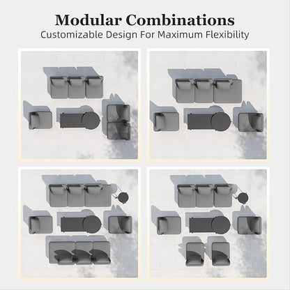 HERA'S HOUSE Metal Patio Furniture Set, Modular 6 Seats and 1 Nesting Coffee - Image 8