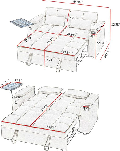 hansones 65'' Convertible Sleeper Sofa Bed - Image 2