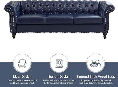 QHITTY 3 Piece Living Room Set, Sectional Chesterfield Sofa Chair Contemporary - Image 8