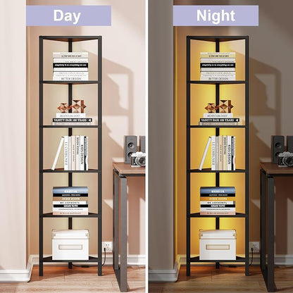TUTOTAK Corner Shelf with LED Light, 6-Tier Corner Bookshelf - Image 5