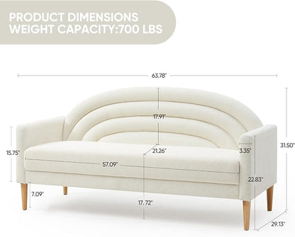 63" Small Loveseat Sofa for Small Spaces, Mid Century Modern Sofa, Linen - Image 2