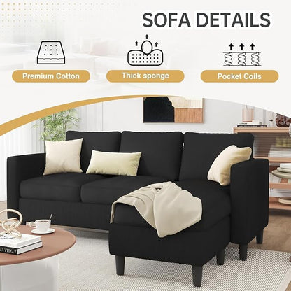 JAMFLY Couches for Living Room, 3-Seat Reversible Sectional Sofa - Image 6
