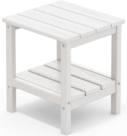 SERWALL 2-Tier HDPE Outdoor Side Table, Weatherproof Rectangular Adirondack by SERWALL