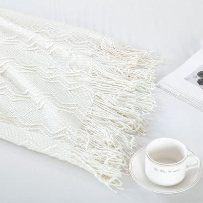 BOURINA Off White Throw Blanket 50 x90 Inches Throw Textured Solid Soft Sofa - Image 6