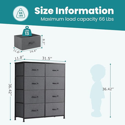 DUMOS 8 Drawer Dresser for Bedroom, Fabric Storage Organizer - Image 3