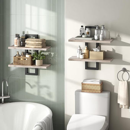 HOOBRO Floating Shelves, 15 Inch Wall Shelf Set of 2, Wall Mounted Storage - Image 4