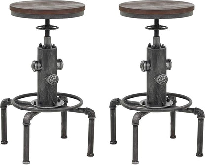 Topower Antique Vintage Industrial Barstool Solid Wood Water Pipe Fire Hydrant by Topower