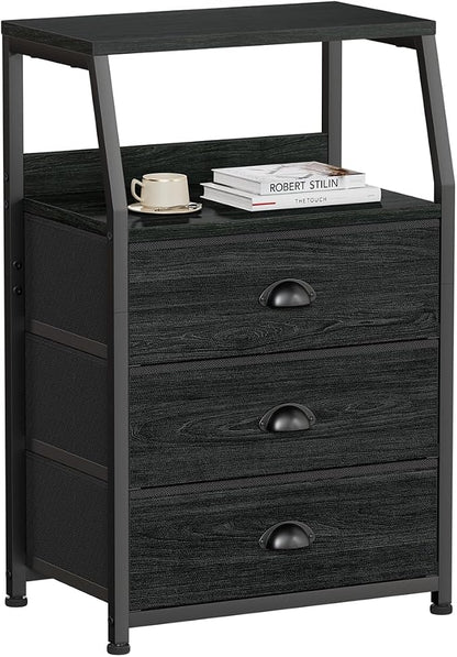 Furnulem Black Night Stand, Small Dresser by Furnulem