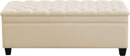 WUTUTUEE 51" Fabric Storage Ottoman Bench, Upholstered Rectangle End of Bed by WUTUTUEE