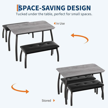 Dining Table for 4, 3-Piece Kitchen Table Set for 4 - Image 3