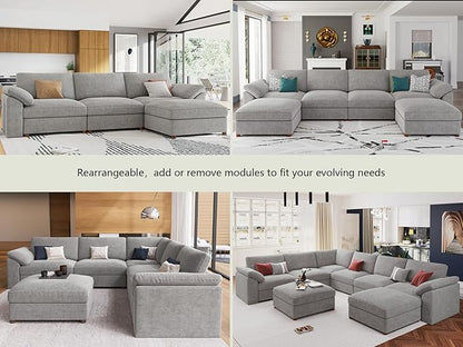 EASE MOOSE Oversized L Shape Sectional Modular Sofa，Comfty Chenille Sectional - Image 8