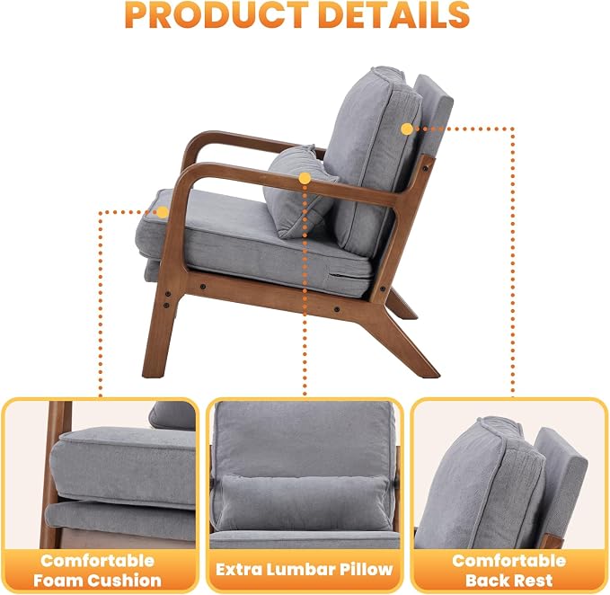 DUMOS Accent Chair Mid Century Modern Chair - Image 4