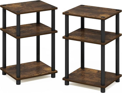 Furinno JUST Side Table Set of 2, 3-Tier Modern End Tables, Open Shelves Night - Image 9
