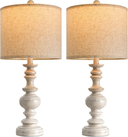 BOBOMOMO 24" Farmhouse Resin Table Lamp Set of 2, Vintage Lamps - Image 9