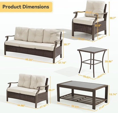 Outdoor Patio Furniture Set, 6 Pieces Outdoor Conversation Sets - Image 2