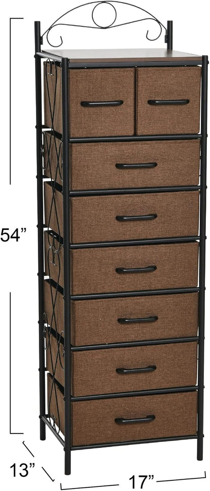 Household Essentials Walnut & Iron Eight-Drawer Dresser Tower - Image 3