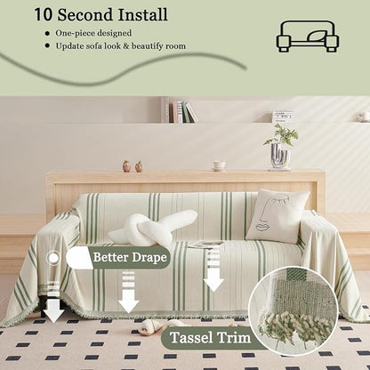 DREAMINGO Couch Cover Reversible Chenille 3 Seat Sofa Covers - Image 3