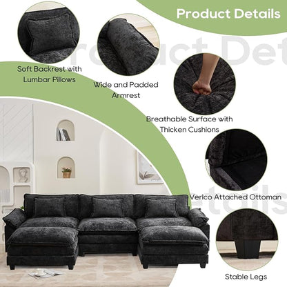 Oprisen 120" Modular Sectional Sofa, Comfy Cloud Couch Sectional Sofa - Image 5