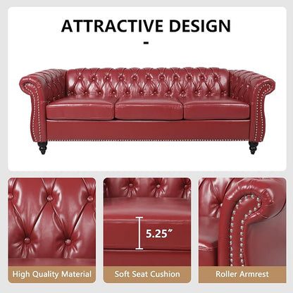 QHITTY 2 Piece Living Room Set, Sectional Chesterfield Sofa Chair Contemporary - Image 4