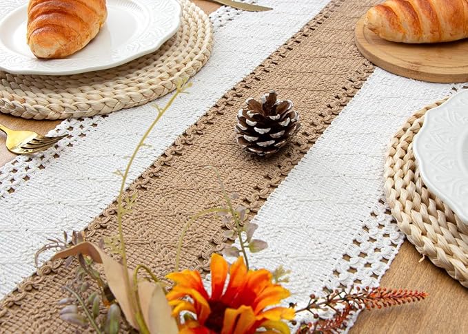 FEXIA Boho Table Runner for Home Coffee Decor 90 Inches Long Farmhouse Rustic - Image 6