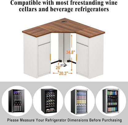 GDLF Corner Bar Cabinet with Fridge Space, Corner Coffee Bar Station with - Image 9