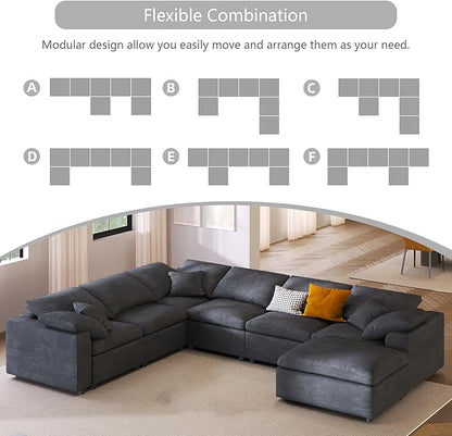 Oversized Modular Sectional Sofa Couch, Large 7 Seater Corner Sofa Modern U - Image 5
