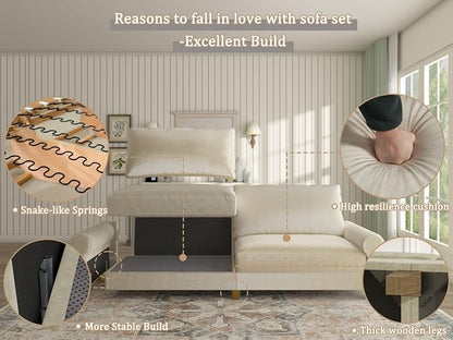 EASE MOOSE 88.5" Large Seat Velvet Loveseat Sofa, Soft Deep Seat Couches - Image 9