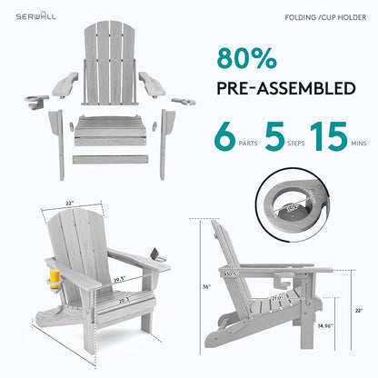 SERWALL Adirondack Chair with Cup Holders - Image 7