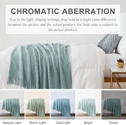 BOURINA Aqua Throw Blanket 60x80 Inches Throw Textured Solid Soft Sofa Throw - Image 7