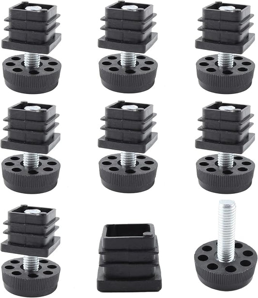 8Pcs Adjustable Leveling Feet 25 x 25mm Square Insert Kit Furniture Glide by Unknown