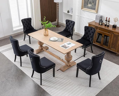 KCC Velvet Dining Chairs Set of 6, Upholstered High-end Tufted Dining Room Chair - Image 10